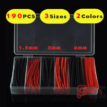 (190 PCS) 3 Sizes 1.5MM 3MM 6MM Black & Red Assortment Ratio 2:1 Polyolefin Heat Shrink Tube Tubing Sleeving Wrap Wire Cable Kit 2024 - buy cheap