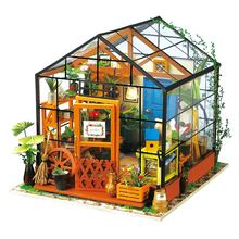 Деревянный миниатюрный кукольный домик «сделай сам», комплект мебели, зеленый Мини-домик, подарок на день рождения для девочек, мальчиков и взрослых 2024 - купить недорого