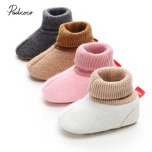 Pudcoco Winter Fashion Boots Newborn Baby Boy Girl Snow Boots 2018 New Warm Woolen Spliced Crib Shoes Prewalker Size 0-18M 2024 - buy cheap