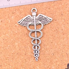 31Pcs Antique Silver Plated caduceus medicine symbol Charms Diy Handmade Jewelry Findings Accessories 49*30mm 2024 - buy cheap