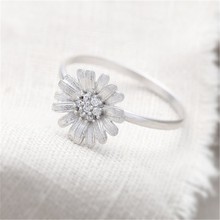 Anéis de crisântemo da moda flor de cristal, anéis de crisântemo para mulheres 2024 - compre barato