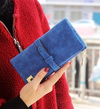 Solid Drawstring Nubuck Leather Zipper Long Women Wallet Phone Bag Luxury Brand Wallets Designer Purse Card Holder Clutch Bag 2024 - buy cheap