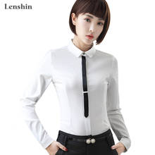Lenshin Women Business Career Office Button Front Tie Shirt White Blouse elegant Style Long Sleeve Tops Professional Formal Wear 2024 - buy cheap