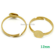 (60 pieces/lot) 12mm Golden Plated Brass Blank Flat Circle Pad Cabochon Bases Rings Settings Findings for Children Kids Girls 2024 - buy cheap