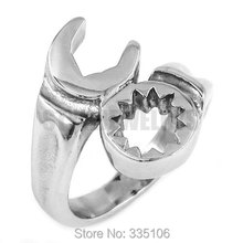 Free shipping! New Jagged Spanner Ring Silver Motorcycle Biker Ring Stainless Steel Jewelry Fashion Motor Biker Men Ring SWR0415 2024 - buy cheap