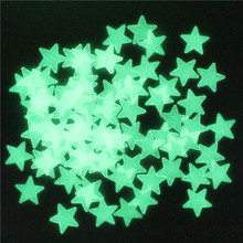 Светящиеся 3d-наклейки в виде звезд, 100 шт., 3,8 см, светящиеся в темноте наклейки на стену, вечерние наклейки для детской комнаты, спальни, украшения стен дома 2024 - купить недорого