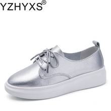YZHYXS Women Shoes Flat Platform Casual Shoes Split Cow Leather Creepers For 2017 Autumn Fashion Korean Women Gold Silver Shoes 2024 - buy cheap
