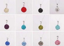 can choose color 10mm mixed Fashion Jewelry Silver Plated micro pave disco ball bead    necklace crystal  crystal 2024 - buy cheap