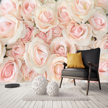 Custom Any Size 3D Photo Wall Paper Modern Romantic Pink Rose Floral Living Room Bedroom Non-woven Wall Mural Wallpaper Flower 2024 - buy cheap