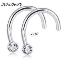 JUNLOWPY Stainless Steel crystal Nose Rings And Studs Eyebrow Labret Ear Bars Body jewelry 100pcs/lot mix 10color Piercing Nose 2024 - купить недорого