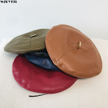 2019 New Women Beret at All Season Chic Pu Leather French Style Beret for Summer Winter Hat Girl Beret Beanies Cap 55-59cm 2024 - buy cheap