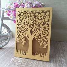 12pcs Glossy Paper Laser Cut Love Tree Wedding Invitation Decoration Card Place Birthday Party Invite Greeting Thanksgiving Card 2024 - buy cheap