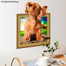 3D Simulation Dog Wall stickers Lovely Bedroom Animal Children' Rooms Dog Sticker Living Room Pet Shop Stickers 2024 - buy cheap