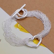 925 jewelry silver plated jewelry bracelet fashion thick net heart bracelet top quality wholesale and retail SMTH066 2024 - buy cheap