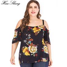 Women Blouses 5xl Plus Size Women Summer Short Sleeve Floral Print Boho Blouse Elegant Cold Shoulder Ladies Tunic Chiffon Tops 2024 - buy cheap