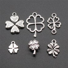 20pcs Good Luck Clover Charms Antique Silver Color Lucky Clover Charms Jewelry Clover Lucky Charms For Jewelry Making 2024 - buy cheap