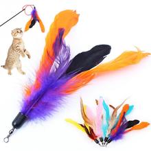 1 Pcs NEW Colorful Pet Cat teaser replacement feather for Cat rod Cat kitten toy feather refill replacement 2024 - buy cheap