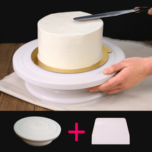 Mini plato giratorio para pasteles, plataforma giratoria de soporte para hornear, herramienta para hornear + una espátula para pastel como regalo 2024 - compra barato