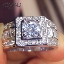 ROMAD роскошное кольцо с большим кристаллом и цирконием, женское серебряное ювелирное изделие, обручальные кольца для женщин, anillos mujer 2024 - купить недорого