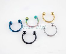 Vacuum Plating Titanium Nose ring lip ring body piercing 316L Surgica steel 100pcs/lot Mixed color Belly Ring 1.2MM 16Gauge BCR 2024 - buy cheap