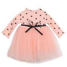 FOCUSNORM New Fashion Toddler Kids Baby Girls Dress Long Sleeve Knitting Polka Dot Lace Tutu Dress 2024 - buy cheap
