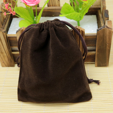 Wholesale 20Pcs 9x12cm Brown Velvet Bags Small Drawstring Pouch Favor Christmas Gift Bag Wedding Charm Jewelry Packaging Bags 2024 - buy cheap