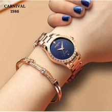 Fashion Automatic Watch Women Top Brand CARNIVAL Women Watches Gold Waterproof Calendar Sapphire Luminous Full Steel dress Watch 2024 - buy cheap