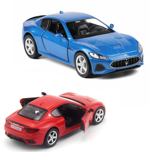 Carro esportivo diecast gt escala 1:36, brinquedo modelo de carro com 2 portas abertas, azul e vermelho para crianças, coleção de presente de aniversário v006 2024 - compre barato