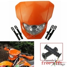 Motocicleta 12v laranja supermoto farol da bicicleta sujeira cabeça lâmpada enduro para ex exf sx crf xr wr yz dr dmz klx kx 250 2024 - compre barato