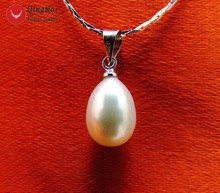 Qingmos 7-9 мм ожерелье с подвеской из натурального жемчуга для женщин с белыми каплями и серебряным покрытием 17 "цепочка Чокеры ожерелье ювелирные изделия n5170 2024 - купить недорого