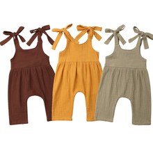 Lançamento macacão infantil liso roupas de verão algodão recém-nascido criança macacão sling roupas 2024 - compre barato