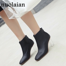 Women Winter High Heel Shoes Leather Ankle Boots Ladies Motorcycle Boots Woman Botas 7.5CM High Heel Shoe Womens Platform Boot 2024 - buy cheap