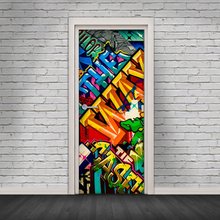 Настенная 3d-наклейка на дверь Нью-Йорка, самоклеящаяся наклейка на дверь в стиле граффити, декор для стен, фотообои 2024 - купить недорого