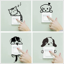 DIY Funny Cute Sleeping Cat Dog Switch Stickers Wall Stickers Decal Home Decoration Bedroom Living Room Parlor Decoration 2024 - buy cheap
