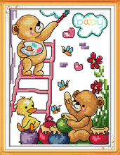 Happy painting cross stitch kit cartoon 11ct count print canvas stitches embroidery DIY handmade needlework plus 2024 - buy cheap