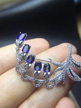 Natural And Real Tanzanite brooch Free shipping Natural real Tanzanite 925 sterling silver brooch  4*6mm 5pcs 2024 - buy cheap