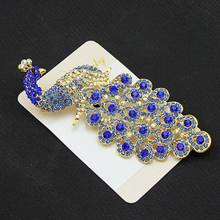 Drop Shipping  Brooches Multicolor Rhinestone Blue Peacock Brooch Wedding Pins Fine Jewelry Brooch-0006 2024 - buy cheap