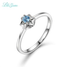 I & zuan anéis de prata esterlina s925 real, estrela, anéis para mulheres, 0.145ct topázio pedra azul, design simples, jóias finas, presente romântico 2024 - compre barato