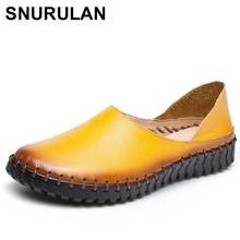 SNURULANWoman Genuine Leather Shoes Spring Solid Flat Shoes Fashion Women Flats Ballet Women Shoes Soft BottomCasual LoafersE355 2024 - buy cheap