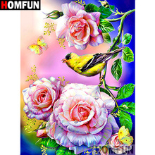 HOMFUN Full Square/Round Drill 5D DIY Diamond Painting "Birds and flowers" 3D Diamond Embroidery Cross Stitch Home Decor  A19488 2024 - buy cheap