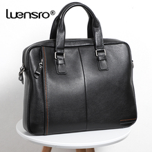 Портфель LUENSRO мужской из натуральной кожи, модная Вместительная деловая сумка, черная сумка на плечо для ноутбука, 100% 2024 - купить недорого