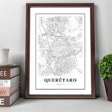 Black and White Queretaro Map Print Mexico Street City Road Map Poster Nordic Living Room Home Wall Art Decor Canvas Painting 2024 - buy cheap