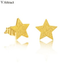 V Atrair Glisten brincos Estrela Do Parafuso Prisioneiro de Aço Inoxidável Minimalista Jewerly Prata Pentagrama Pendientes Mujer Moda 2024 - compre barato