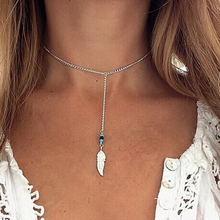 2018 new accessories alloy feather fashion necklace for friends present. 2024 - buy cheap
