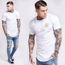 Fashion Summer Kanye West fitness t shirt Men Hip Hop T Shirts Irregular Curved Hem Short Sleeved Cotton SikSilk T-shirt 2024 - buy cheap