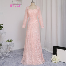 Rosa vestidos de noite a linha querida mangas compridas apliques rendas elegante longo vestido de noite vestido de baile de formatura vestido 2024 - compre barato