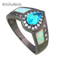 Promotion Lowest Price Rings White Fire Opal Blue Zircon Silver Stamped Ring USA Sz #6#7#8#9 Fashion Jewelry OR805 2024 - buy cheap