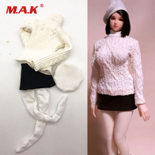 Conjunto de roupas femininas com escala de 1/6, boneco, suéter, saia, meia-calça, conjunto de roupas, modelo para 12 polegadas, acessório do corpo 2024 - compre barato