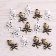 60PCS 15*21mm New Product Two Color Octopus Charms Animal Pendant Jewelry Metal Alloy Jewelry Marking 2024 - compre barato