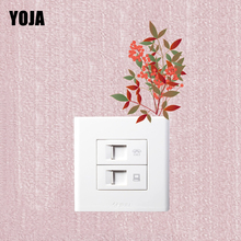 YOJA-pegatina con diseño de flores para decoración de pared, pegatina de PVC con dibujos animados de hojas rojas y naranjas, para decoración de habitación, 15SS0268 2024 - compra barato